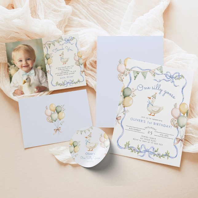 One Silly Goose Boy 1st Birthday Mini Candle Favors | Zazzle