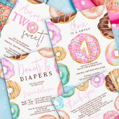 Sweet One watercolor cute donuts 1st birthday  Invitation
