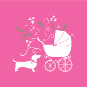 Dachshund Wiener Dog Baby Shower Pink Girl Invitation