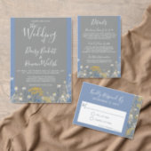 Botanical Daisy Floral Yellow & Navy Blue Wedding Invitation (Personalise this independent creator's collection.)