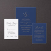 Delicate Gold and Navy Save the Date Postcard (Personalise this independent creator's collection.)