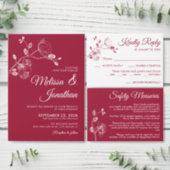 Elegant orchids crimson red floral wedding all in one invitation (Personalise this independent creator's collection.)