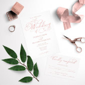 Delicate Rose Gold Foil Script Wedding Invitation