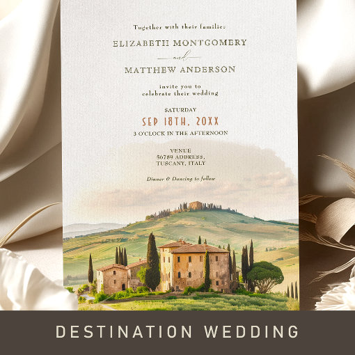 Tuscany Watercolor Italy Destination Wedding Invitation Zazzle