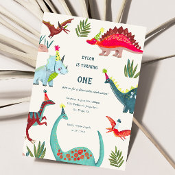 Dinosaur kids birthday party invitation classic round sticker | Zazzle