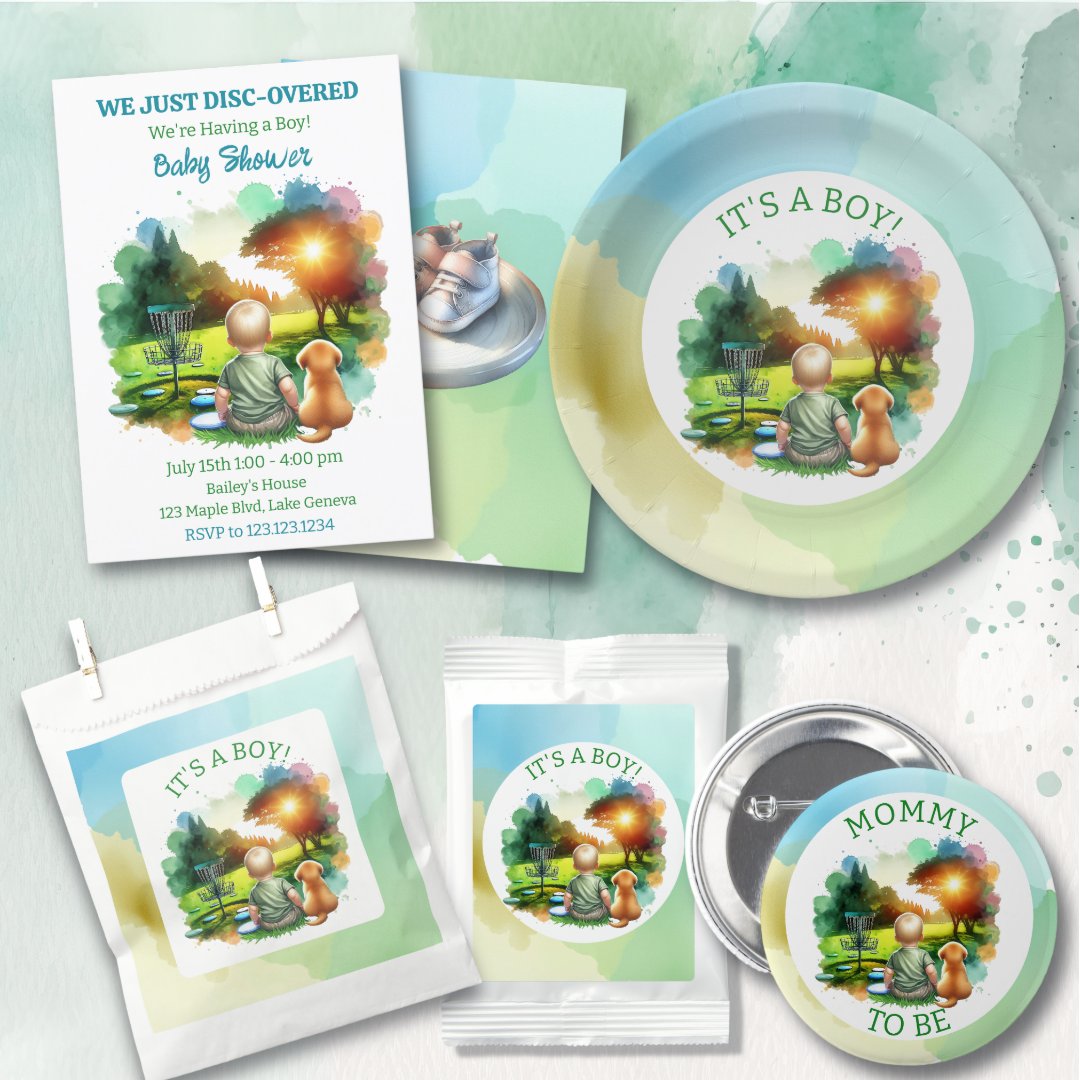 Cute Disc Golf Boy's Baby Shower Invitation | Zazzle