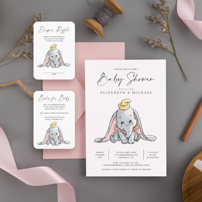 Dumbo Watercolor Baby Shower Label Zazzle
