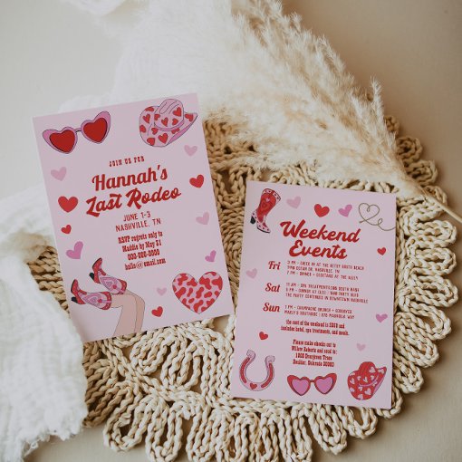 Hot Pink Red Last Rodeo Bachelorette Invitation | Zazzle