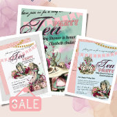 Vintage Alice In Wonderland Tea Party BABY SHOWER Invitation