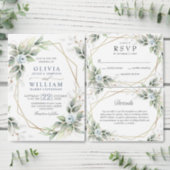 Elegant Dusty Blue Watercolor Greenery Wedding Invitation (Personalise this independent creator's collection.)