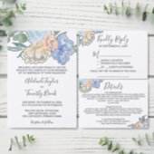Dusty Blue Floral Diamond Monogram Wedding Invitation (Personalise this independent creator's collection.)