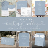 Dusty Blue Elegant Script Heart Simple RSVP Card