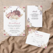 Dusty Rose Pink Pumpkin and Ivory Floral Wedding Tri-Fold Invitation (Personalise this independent creator's collection.)