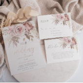 Rose Gold, Dusty Rose & Blush Floral Bridal Shower Foil Invitation