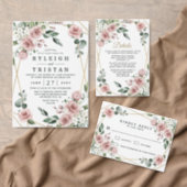 Dusty Rose Pink and Gold Floral Greenery Wedding Invitation (Personalise this independent creator's collection.)