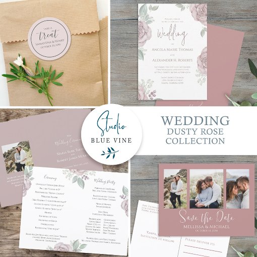 Dusty Rose Watercolor Floral RSVP Meal Choice All In One Invitation
