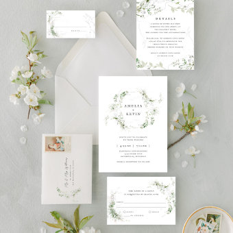 Elegant Earthy Greenery Watercolor Wedding Menu | Zazzle