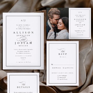 Classic Letterpress Wedding Invitation Suite