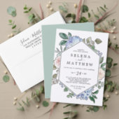 Elegant Blue Hydrangea | White Let's Celebrate Invitation (Personalise this independent creator's collection.)