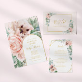 Elegant Blush Floral | Traditional Wedding Invitation