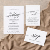 Elegant White and Black Calligraphy Let's Party Invitation (Personalise this independent creator's collection.)