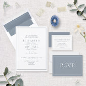 Elegant Dusty Blue Classic Script Wedding Invitation
