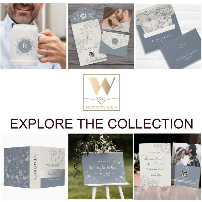 Dusty Blue Vintage Floral Wedding RSVP Card | Zazzle