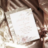Elegant Dusty Rose & Ivory White Floral Wedding RSVP Card