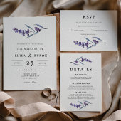 Elegant floral lavender wedding invitation