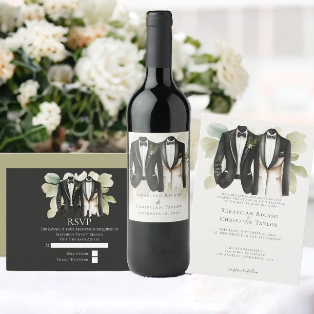 Elegant Gay Wedding Two Grooms in Suits Matchboxes Zazzle