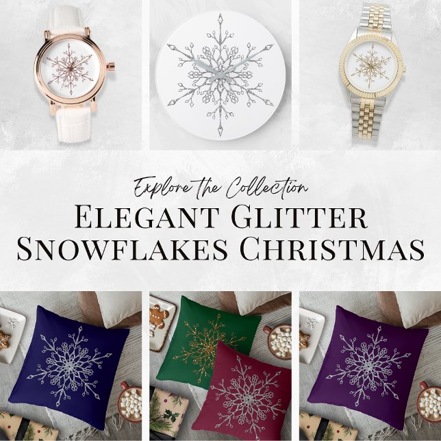 Elegant Gold Glitter Snowflake Christmas Holiday Watch | Zazzle display picture 2