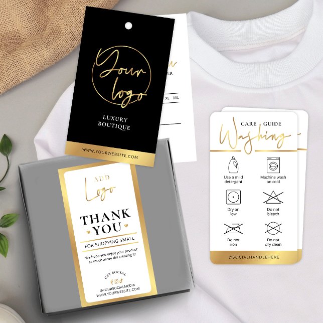 【新品タグ付】MARK&LONA Black & Gold Modern Clothing Hang Tag Price Label | Zazzle