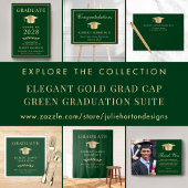Elegant College Photo Green Gold Graduation Announcement
