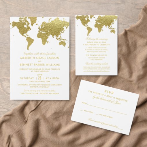 Elegant Gold World Map Wedding Ceremony Program | Zazzle