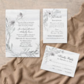 Simple Dusty Gray Pencil Flowers Christian Wedding Invitation (Personalise this independent creator's collection.)