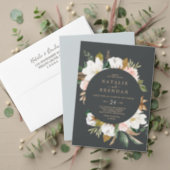 Elegant Magnolia | Teal 3 Photo Save the Date Magnetic Invitation (Personalise this independent creator's collection.)