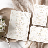 Gold elegant modern classic vintage wedding invitation