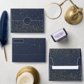 Elegant Navy & Gold Falling Stars Wedding Website Enclosure Card (Personalise this independent creator's collection.)
