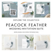 Budget Peacock Feather Bridal Shower Invitation
