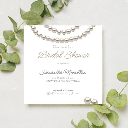 Elegant Pearl Bridal Shower Invitation | Zazzle