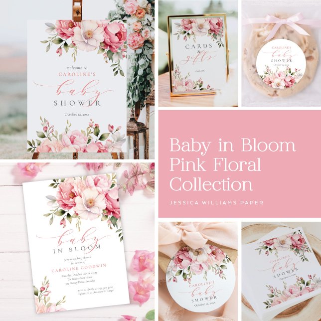 Elegant Pink Baby In Bloom Girl Baby Shower Invitation Zazzle