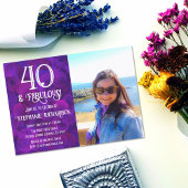 40 and Fabulous Elegant Purple Photo Birthday Invitation