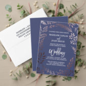 Elegant Rose Gold | Navy 3 Photo Save the Date Announcement Postcard (Personalise this independent creator's collection.)