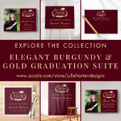 Elegant Photo Burgundy Graduation Party Invitation Postcard