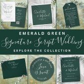 Emerald Green Script Wedding Save the Date Card