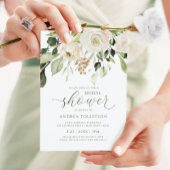 Bridal Shower Greenery Foliage White Watercolor Invitation