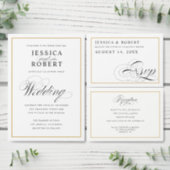 Elegant Script and Gold Border Wedding Invitation (Personalise this independent creator's collection.)