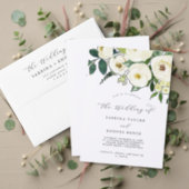 Elegant White Floral Horizontal Save the Date Invitation Postcard (Personalise this independent creator's collection.)