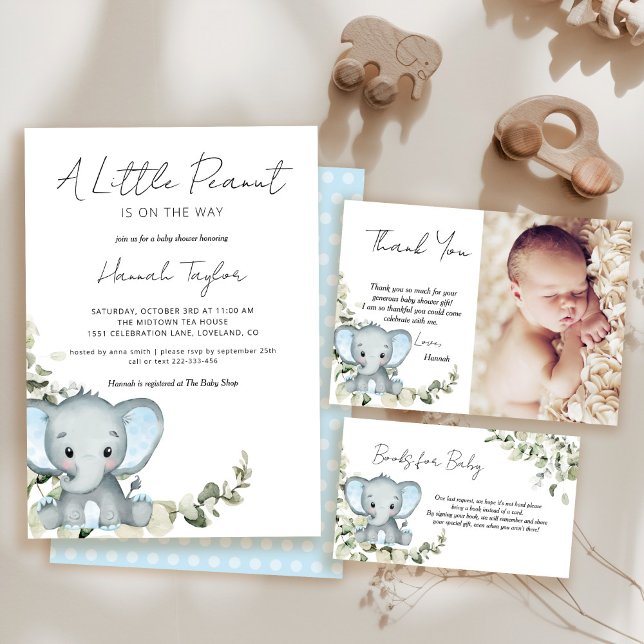 Elephant Boy Baby Shower Thank You Card Zazzle