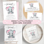 Budget Elephant Pink Baby Girl Sprinkle Invitation